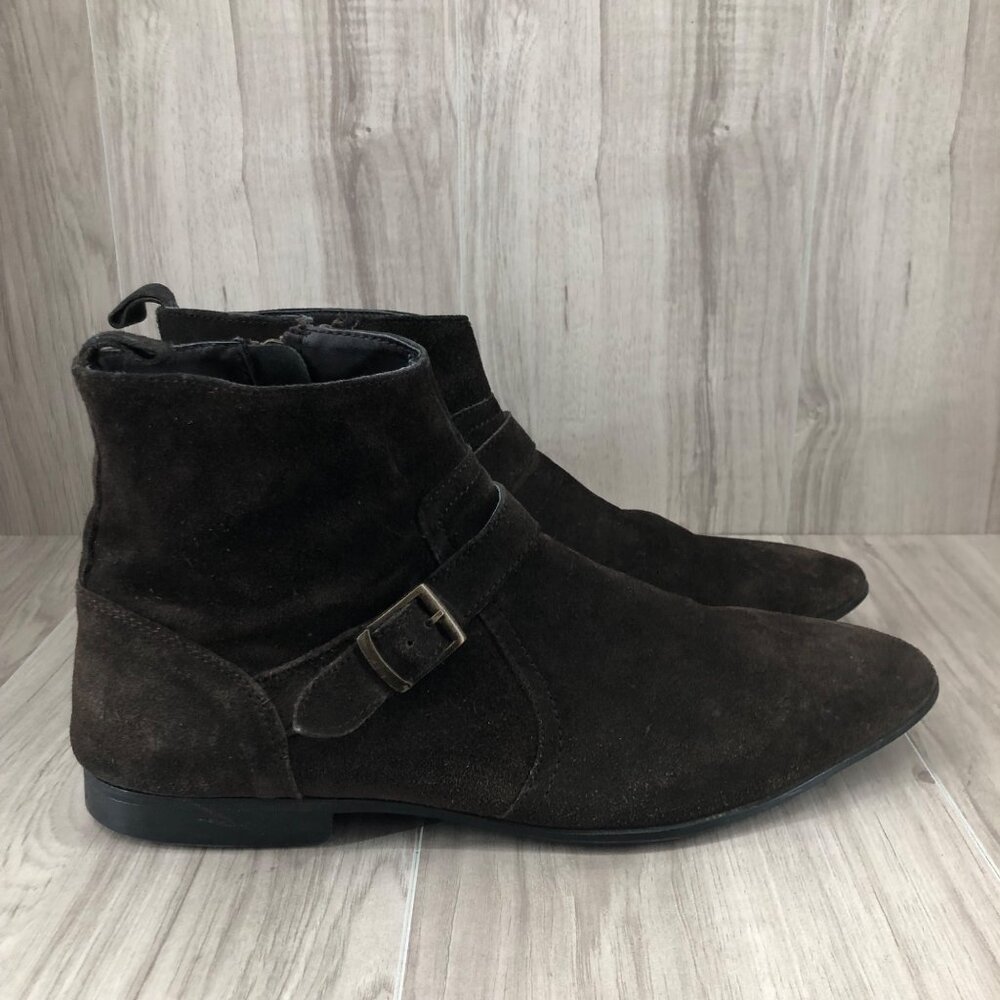 Asos Ankle Boots Mens 11 Brown Suede Zip Shoes